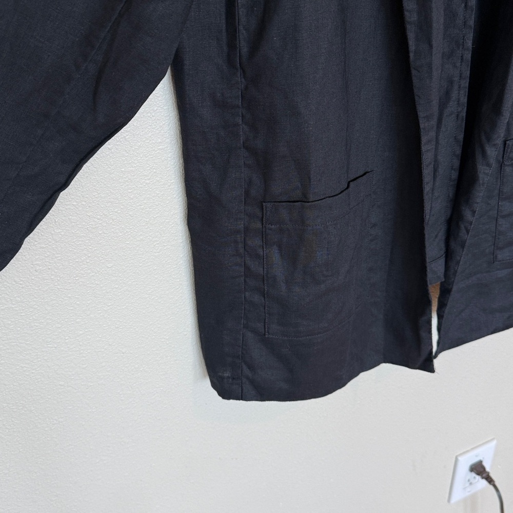Eileen Fisher Organic Linen Long Blazer Black XL - Picture 8 of 13